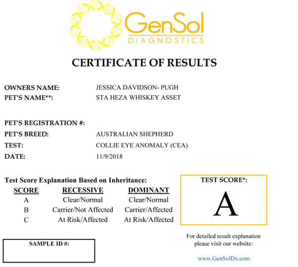 Whiskey's test certificate for CEA Whiskey's test certificate for CEA